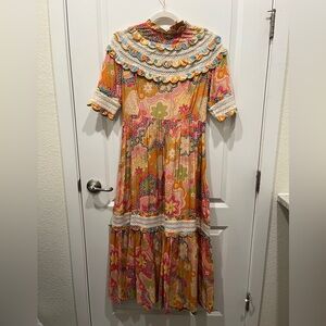 CeliaB Colorful Floral Dress with Lace Accents